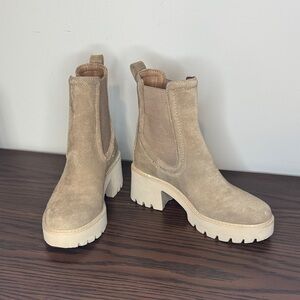 Dolce Vita Tan Suede Lug Sole Chelsea Boots